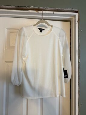 Simply Vera Vera Wang White Puff-Sleeve Long Sleeve Top